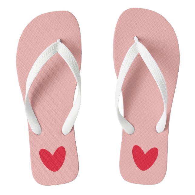 Love Heart Flip Flops Beach Footwear (Footbed)