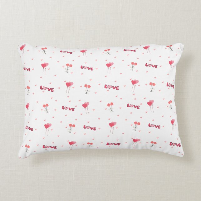 Love Heart Flower Accent Pillow (Front)
