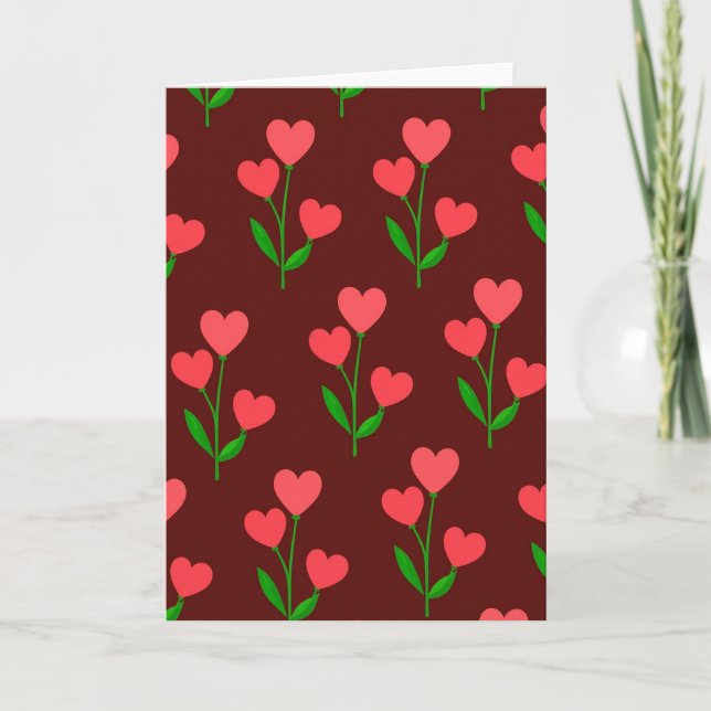 Love Heart Flower Design Card (Front)