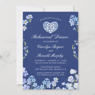 Love Heart Forget Me Nots Floral Rehearsal Dinner Invitation