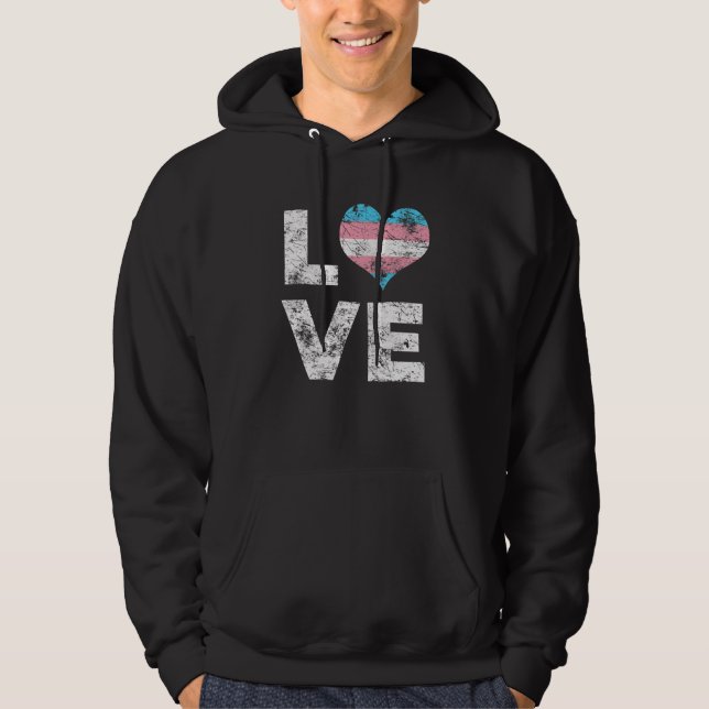 Love Heart Gay Transgender Flag Community Pride Tr Hoodie (Front)