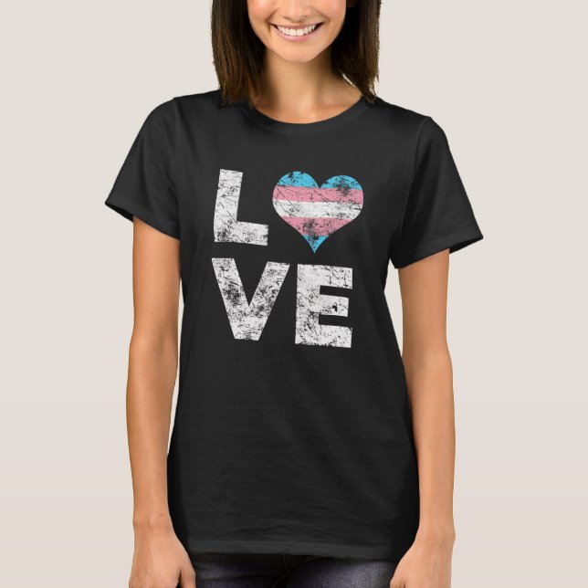 Love Heart Gay Transgender Flag Community Pride Tr T-Shirt (Front)