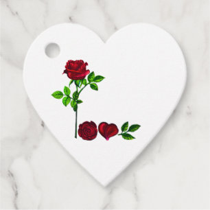 LOVE - Heart Gift Tag – Hand-Painted Rose Design