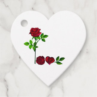 LOVE - Heart Gift Tag – Hand-Painted Rose Design