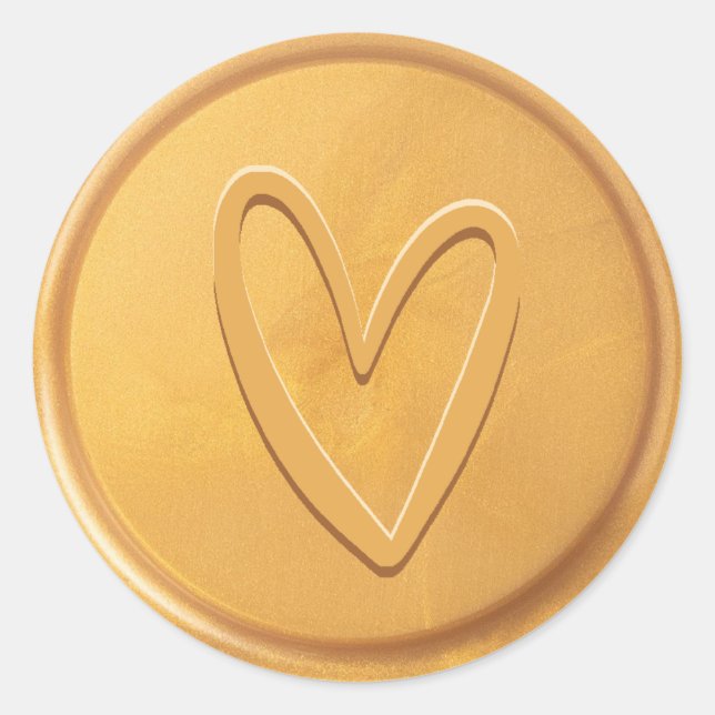 Love Heart Gold Wax Seal Sticker (Front)