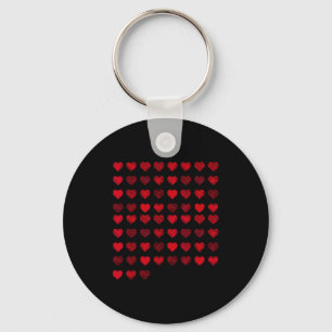Love Heart Graphic 67 Hearts Pattern 67 Valentines Key Ring