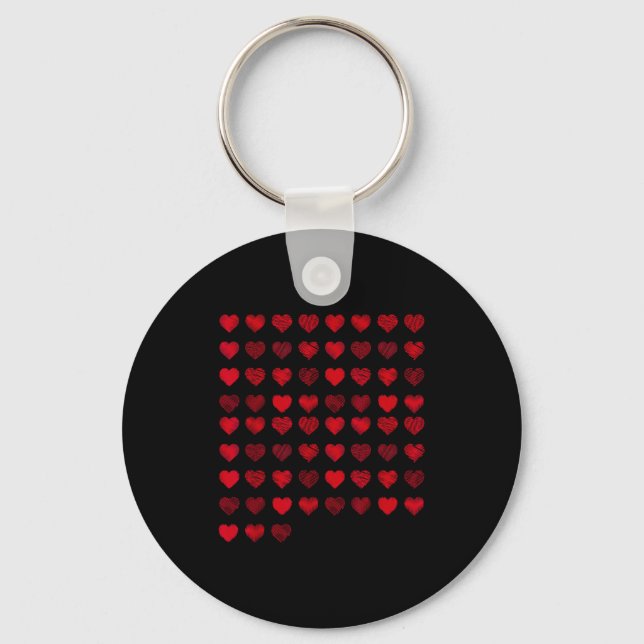 Love Heart Graphic 67 Hearts Pattern 67 Valentines Key Ring (Front)
