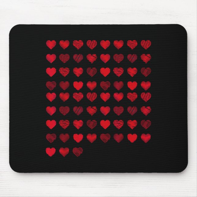 Love Heart Graphic 67 Hearts Pattern 67 Valentines Mouse Mat (Front)