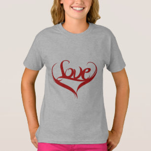 Love Heart Graphic Girls T-Shirt – Cute Valentine’