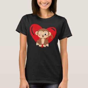 Love Heart Graphic Valentine's Day Monkey Boys Kid T-Shirt