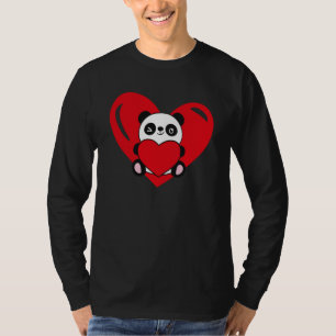 Love Heart Graphic Valentine's Day Panda Boys Kids T-Shirt