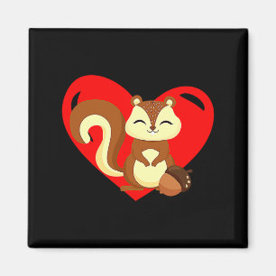Love Heart Graphic Valentines Day Squirrel Boys K  Magnet