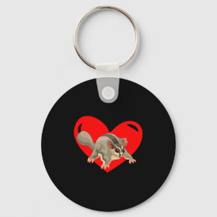 Love Heart Graphic Valentines Day Sugar Glider Bo Key Ring