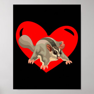 Love Heart Graphic Valentines Day Sugar Glider Bo Poster
