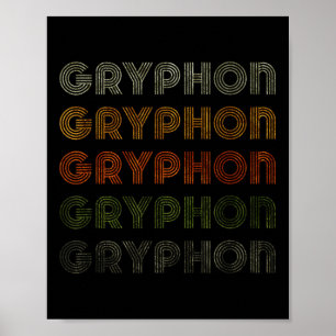 Love Heart Gryphon Tee Grunge Vintage Style Black Poster
