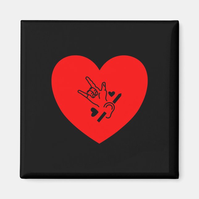 Love Heart Hand sign language hearing loss awarene Magnet (Front)