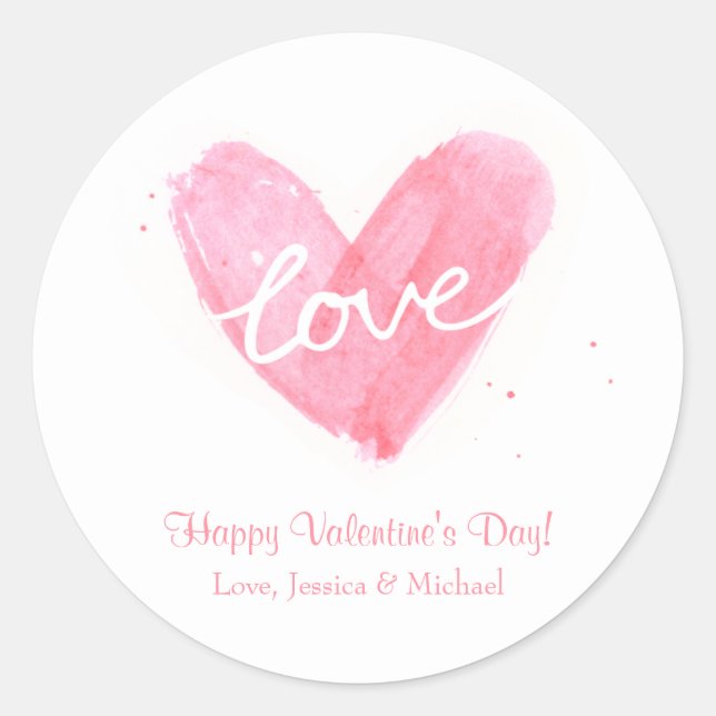 Love Heart Happy Valentines Day Stickers (Front)