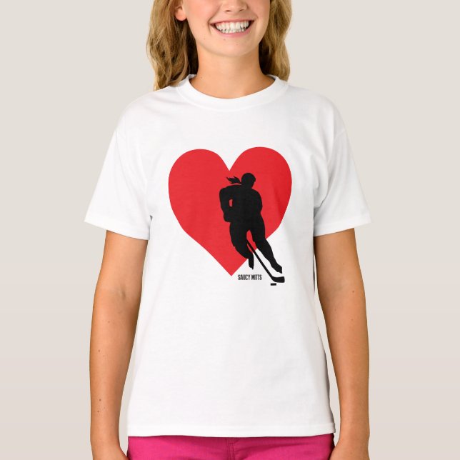 Love Heart Hockey Girls Hockey T-Shirt (Front)