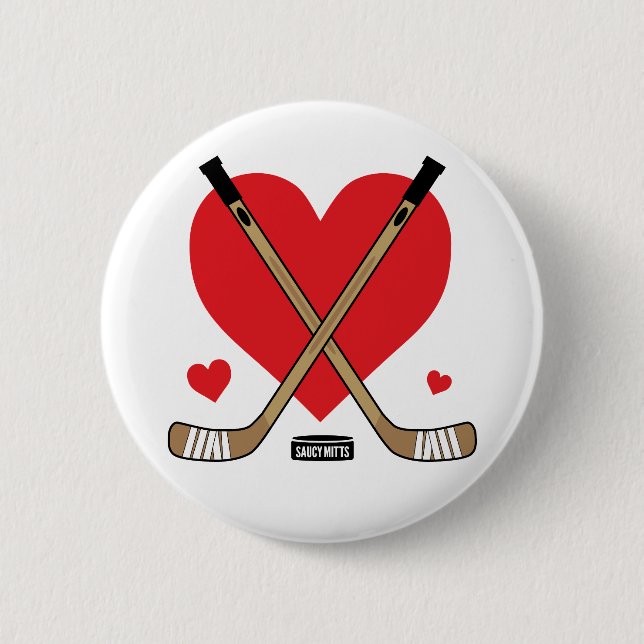 Love Heart Hockey Sticks Girls Hockey Flair Pin (Front)