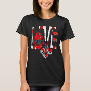 LOVE Heart Ice Hockey Player Funny Valentines Day T-Shirt