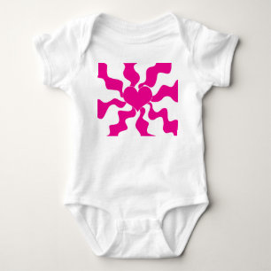 Love Heart in Magenta and White Baby Bodysuit