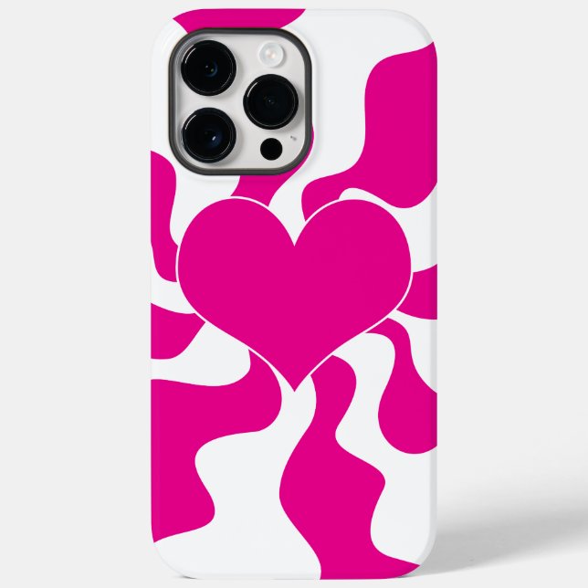 Love Heart in Magenta and White Case-Mate iPhone Case (Back)
