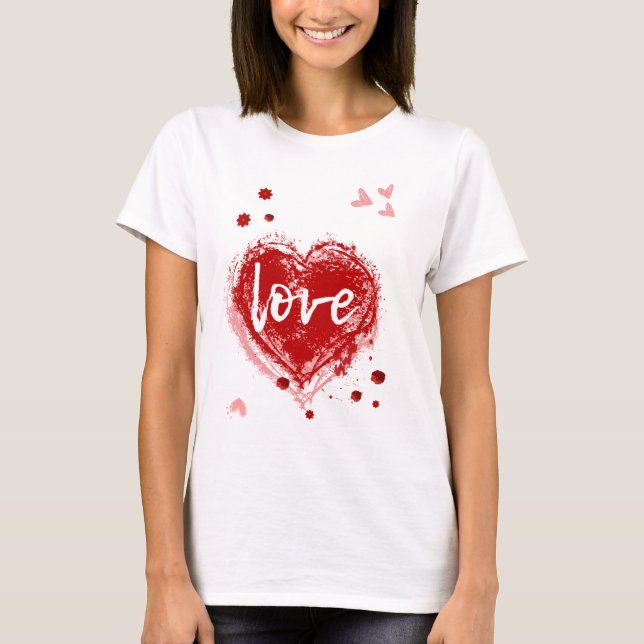 Love Heart In Red Valentine's Day T-Shirt (Front)