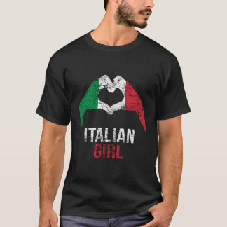 Love Heart Italy Flag Proud Vintage Italian Woman T-Shirt