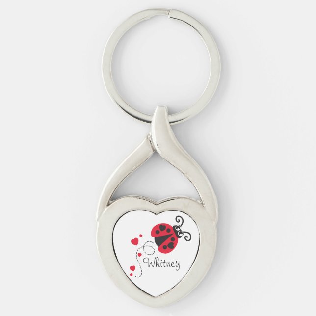 Love heart ladybug named key ring (Front)
