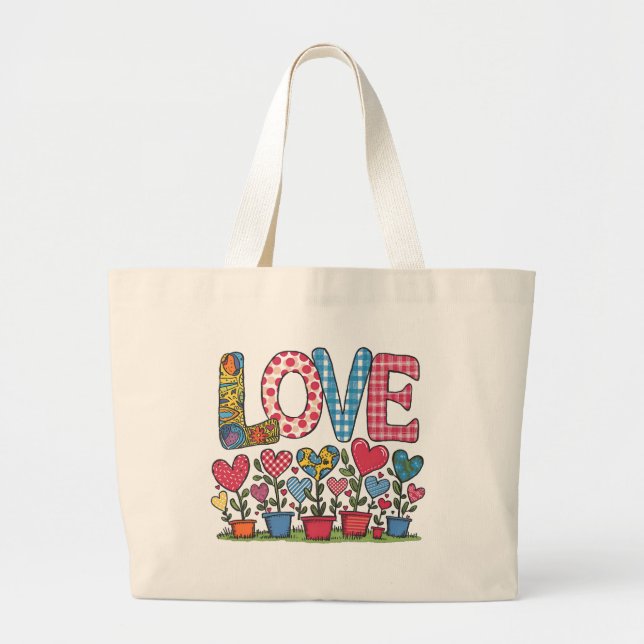LOVE - heart Large Tote Bag (Front)