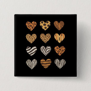 Love Heart Leopard Cute Valentine's Day 15 Cm Square Badge