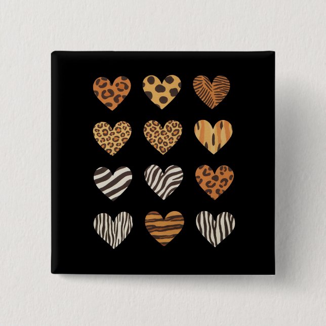 Love Heart Leopard Cute Valentine's Day  15 Cm Square Badge (Front)