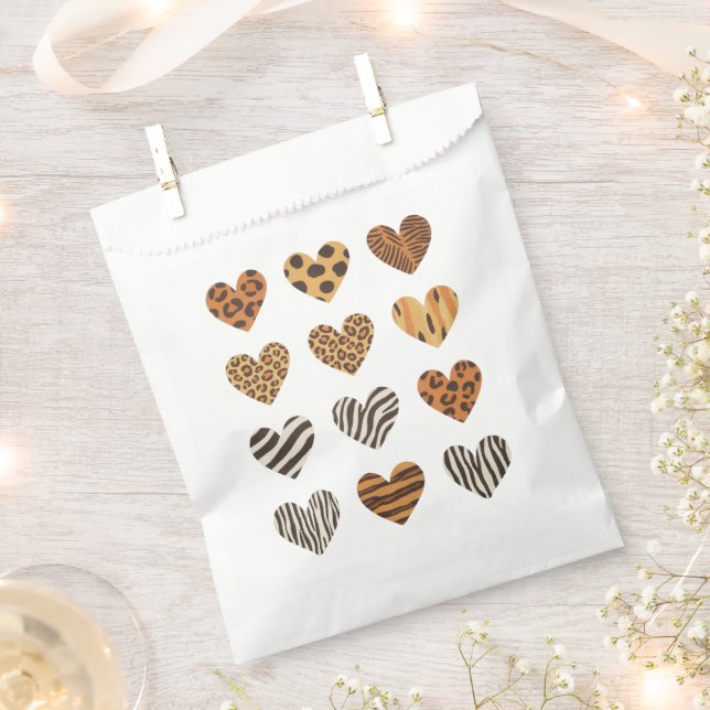 Love Heart Leopard Cute Valentine's Day  Favour Bags (Clipped)