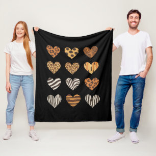 Love Heart Leopard Cute Valentine's Day  Fleece Blanket