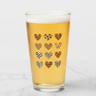 Love Heart Leopard Cute Valentine's Day  Glass