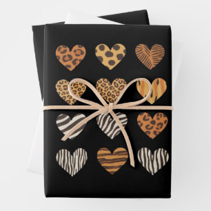 Love Heart Leopard Cute Valentine's Day Wrapping Paper Sheet