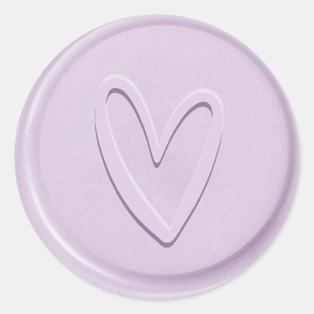 Love Heart Lilac Wax Seal Sticker (Front)