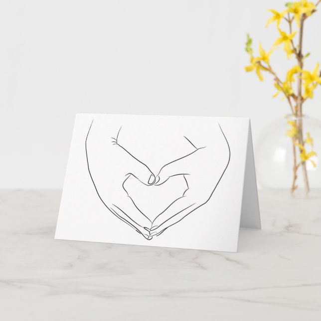 Love Heart Line Drawing Your Words Customisable Card (Yellow Flower)