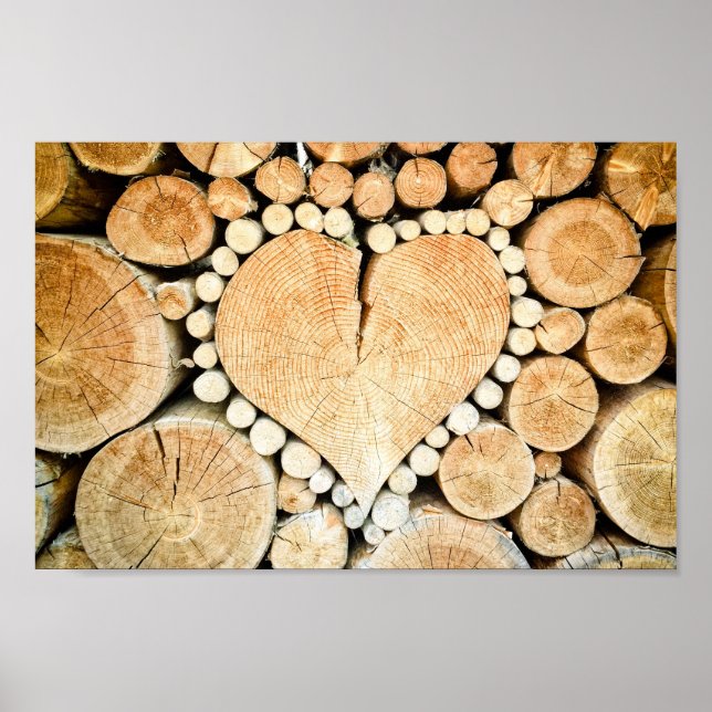 Love Heart Log Firewood Poster (Front)