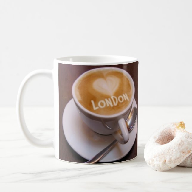 Love Heart London Cappuccino Coffee Mug (With Donut)