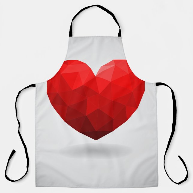 Love heart low poly valentine apron (Front)