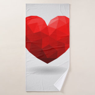 Love heart low poly valentine bath towel