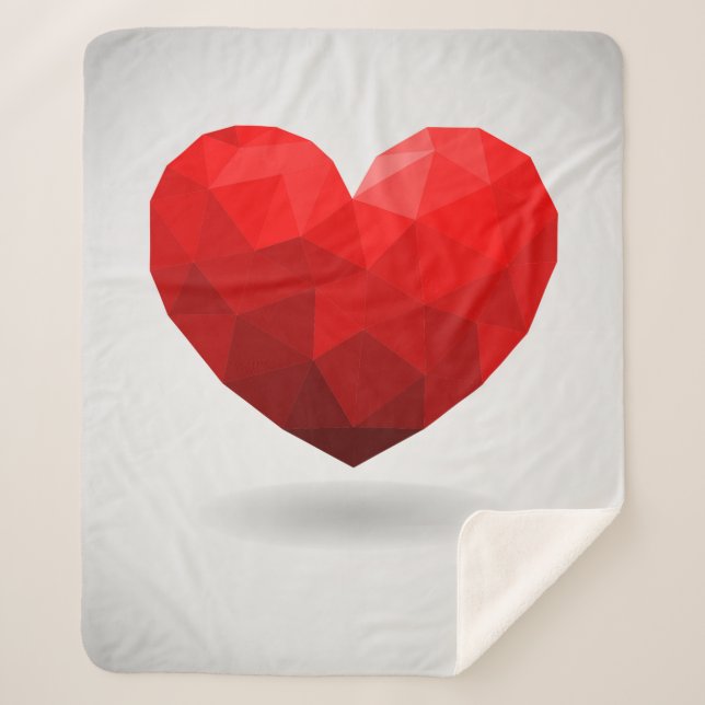 Love heart low poly valentine sherpa blanket (Front)