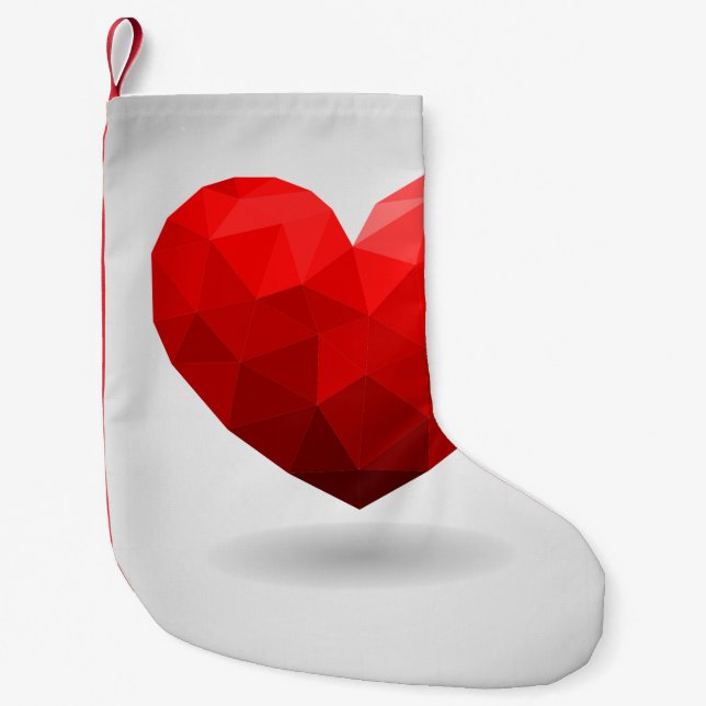 Love heart low poly valentine small christmas stocking (Front)