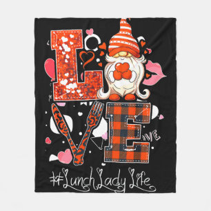 Love Heart Lunch Lady Cafeteria Worker Gnome Fleece Blanket