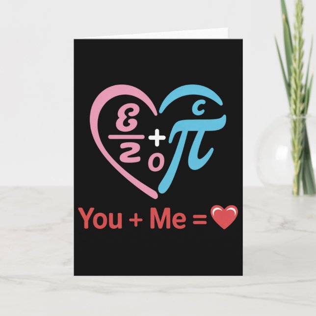 Love Heart Math Equation You + Me Valentine Design Card (Front)