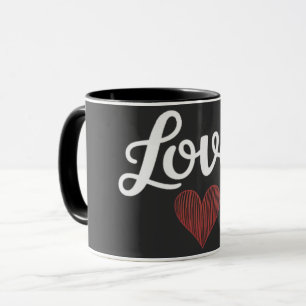 Love Heart Minimal Typography Romantic Design Mug