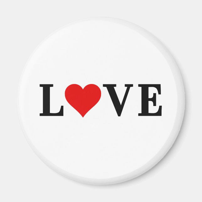 LOVE Heart minimalist simple text based typography Magnet (Front)