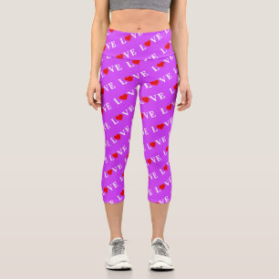 LOVE, Heart, minimalist, text based, typography,   Capri Leggings