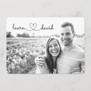 Love Heart Modern Black & White Save the Date Card
